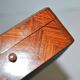 Antique box with marquetry wood, clover decoration, 7 x 11 cm.