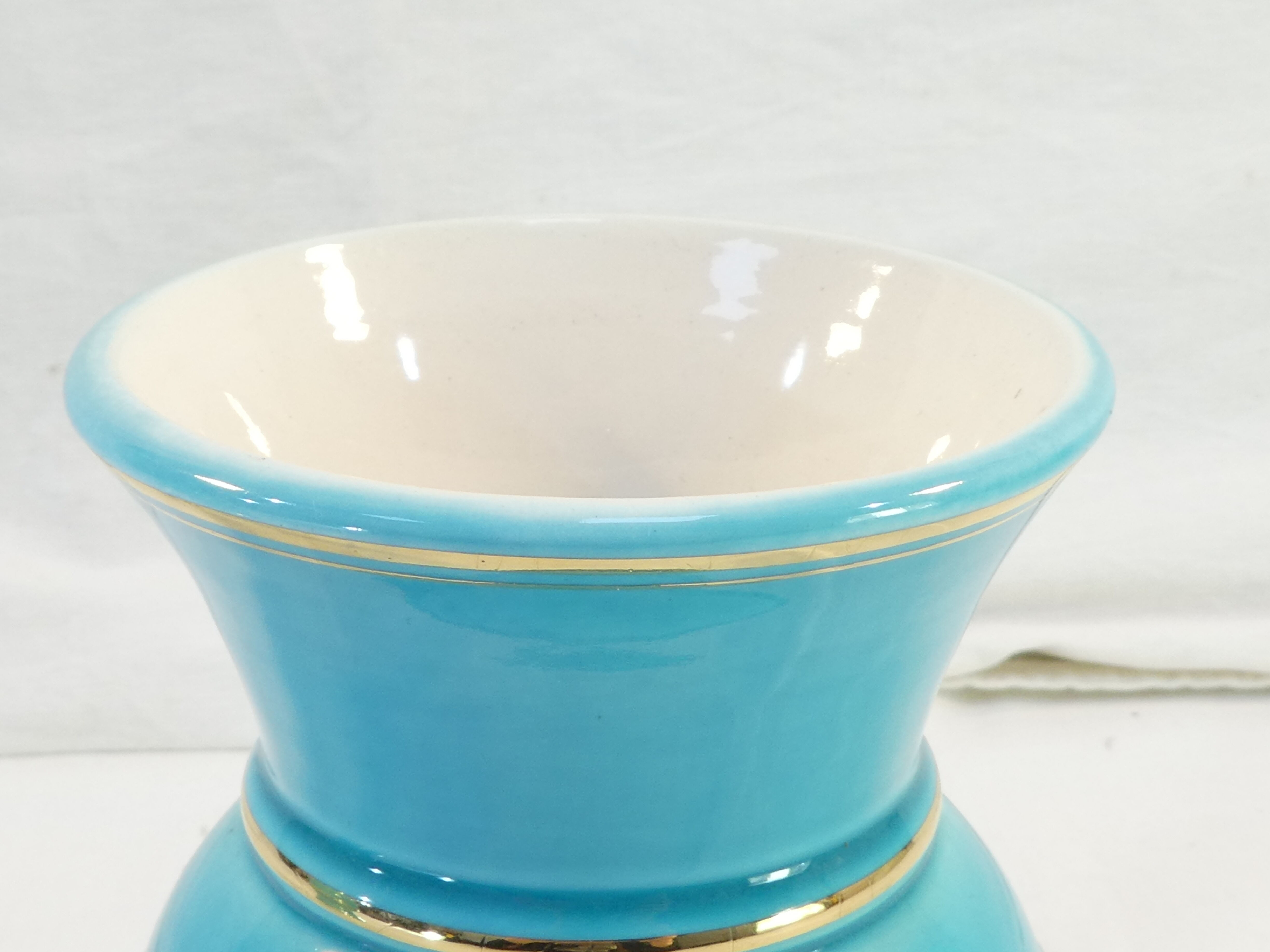 Pair of TURQUOISE BLUE AND GOLD VERCERAM vase