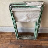 Pair of antique vintage camping metal chairs plianfer