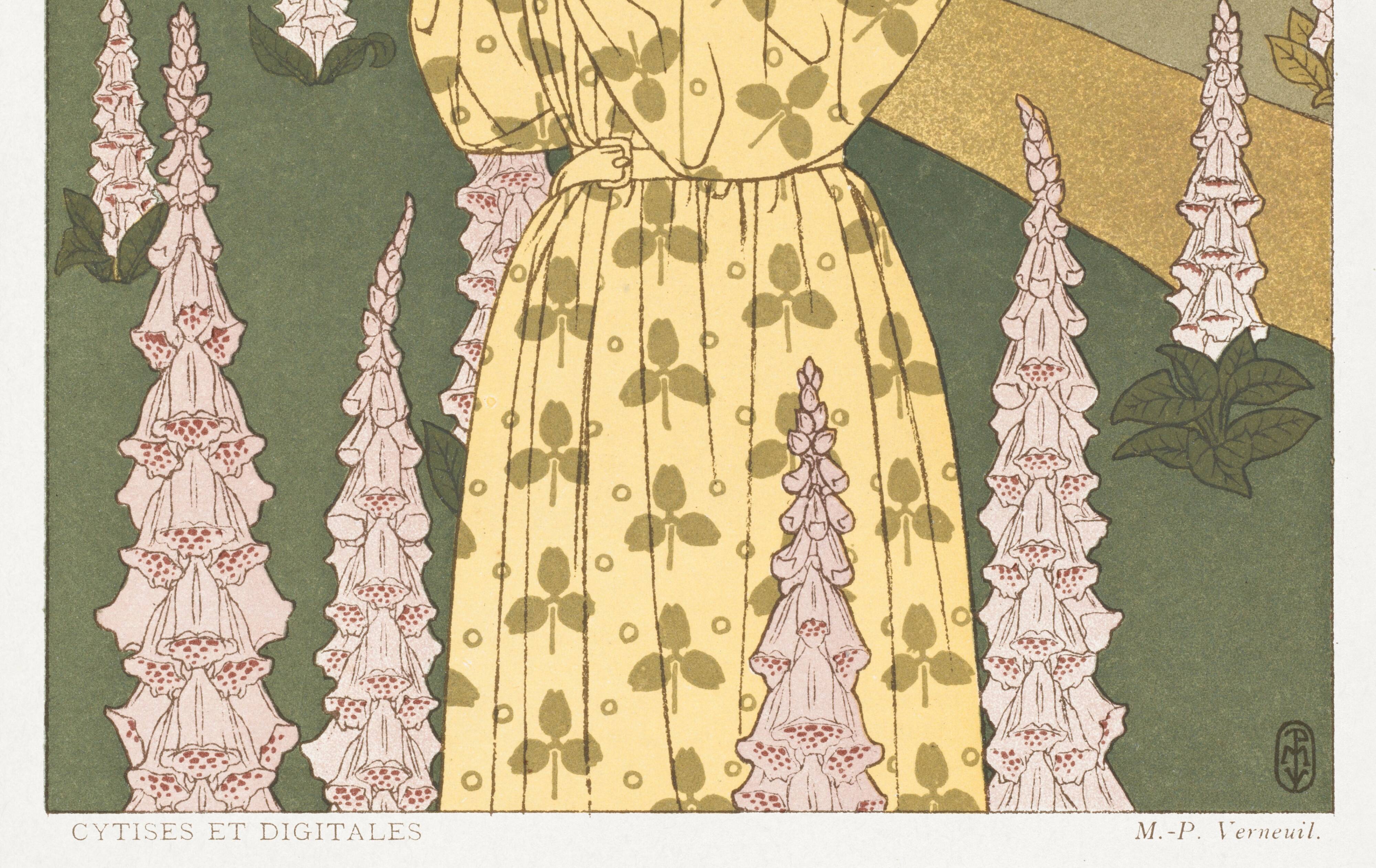 Poster “Blaze and Foxgloves”, after an Art Nouveau lithograph