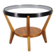 Mid-century oak and glass round coffee table by Kropáček & Koželka