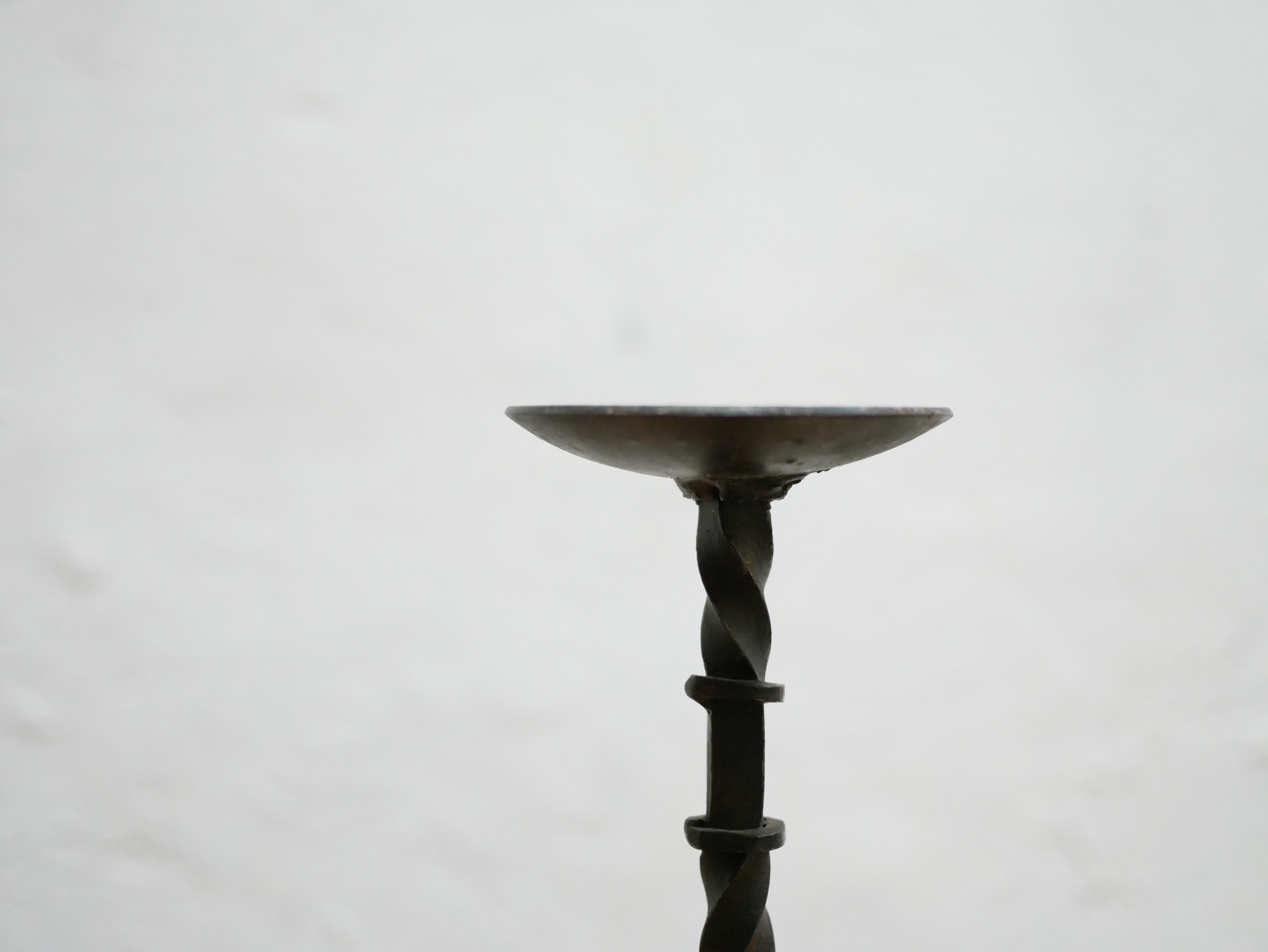 Vintage wrought iron brutalist candle holder