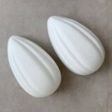 Wonderful pair of Mid Century white glass wall lamps from Italy