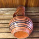 Old brown & orange ceramic pitcher vase w. germany vintage #a470
