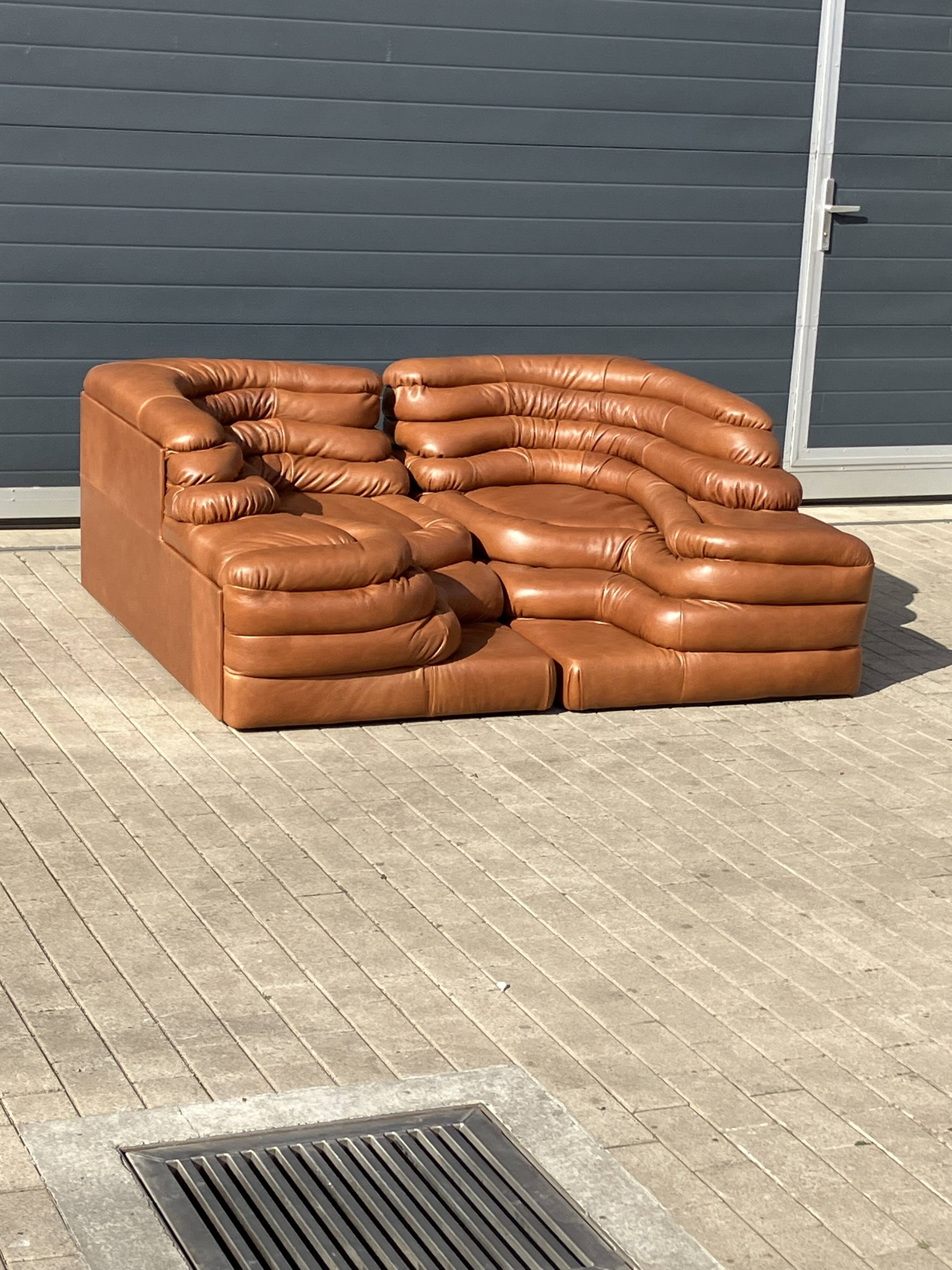 2x De Sede Terrazza DS-1025 (right & left element) Cognac