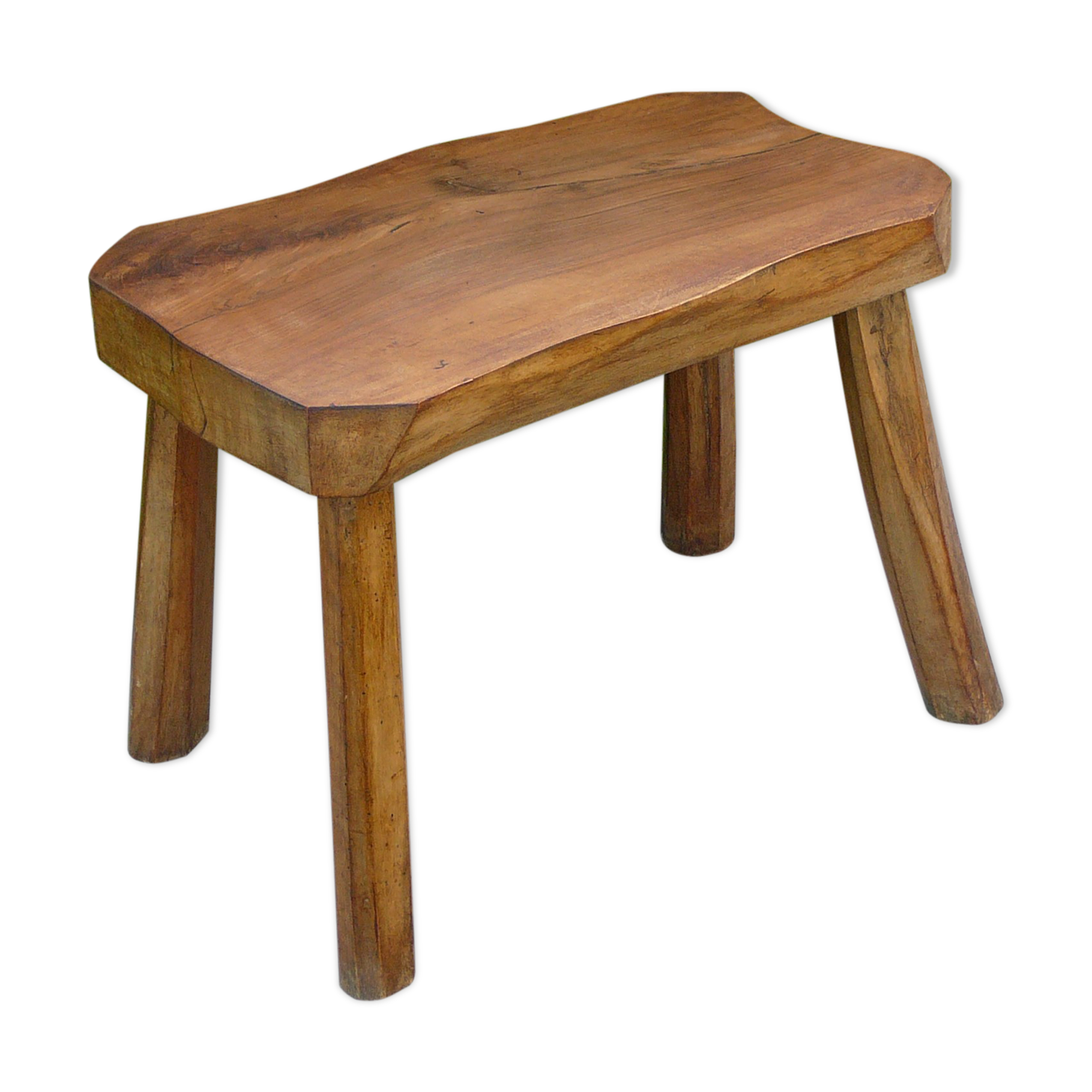 Free-form brutalist massive walnut side table
