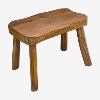 Free-form brutalist massive walnut side table