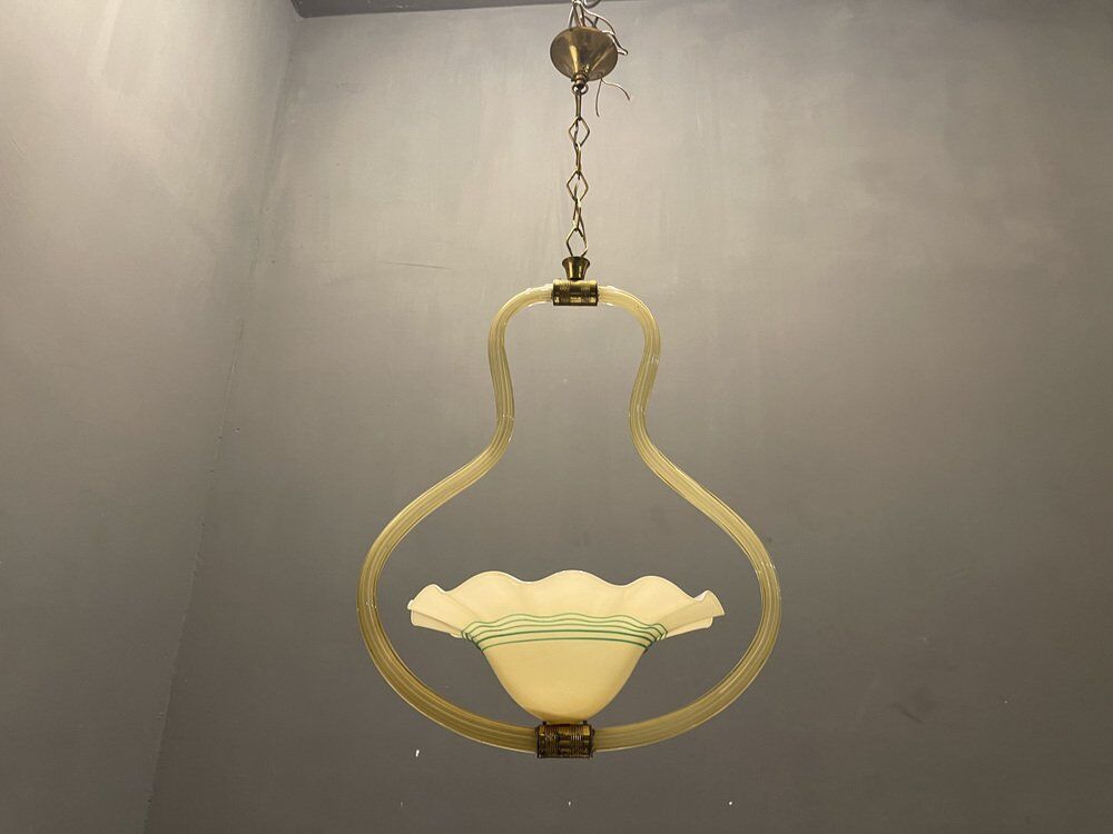 Yellow Italian Murano Glass Pendant Light
