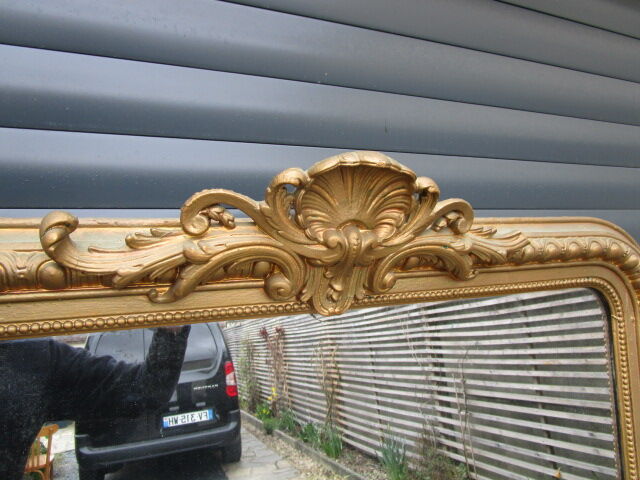 Golden mirror 19th with pediment