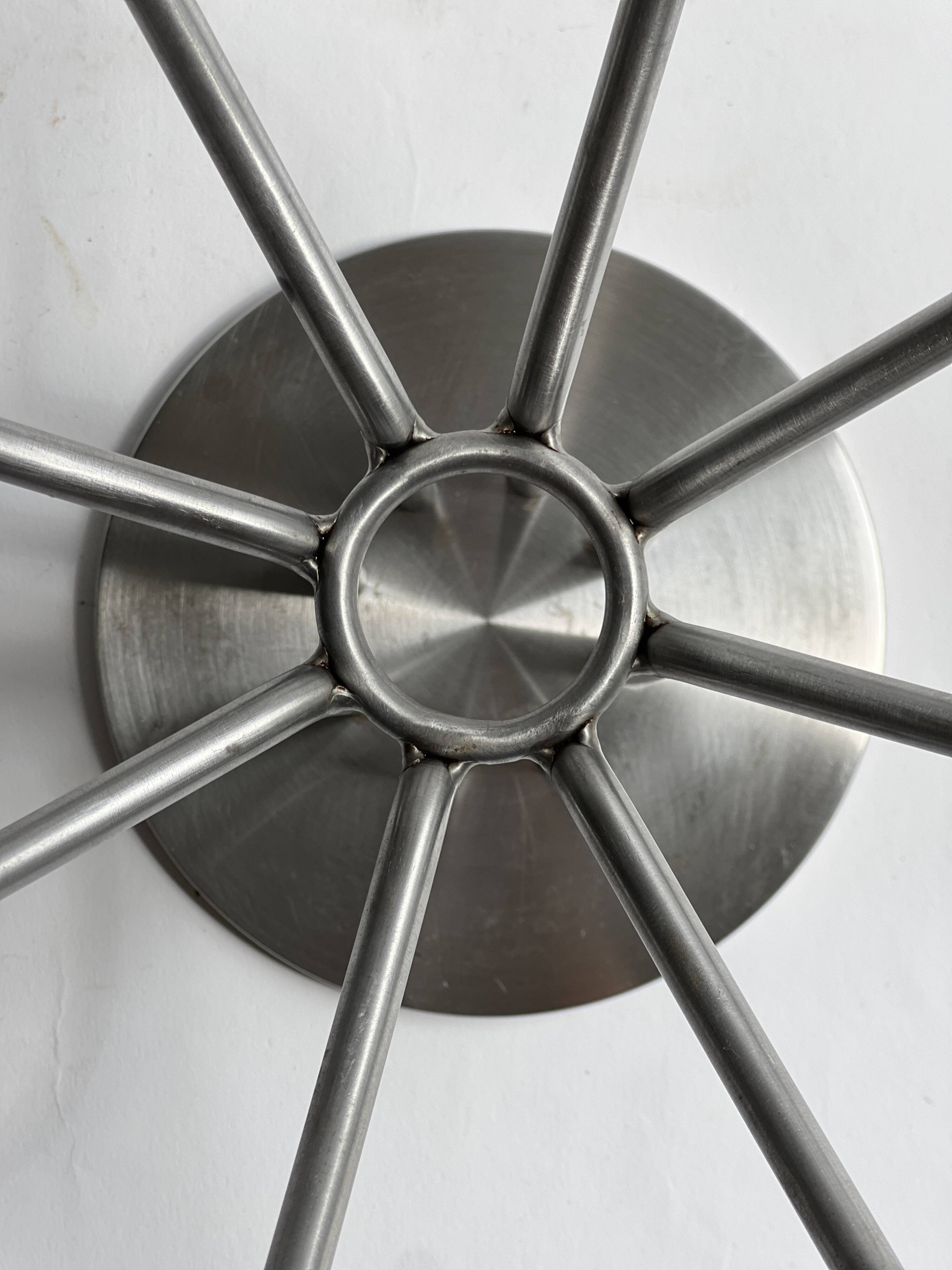 Large brushed metal candlestick with 8 candles, K. Hagberg design 1970