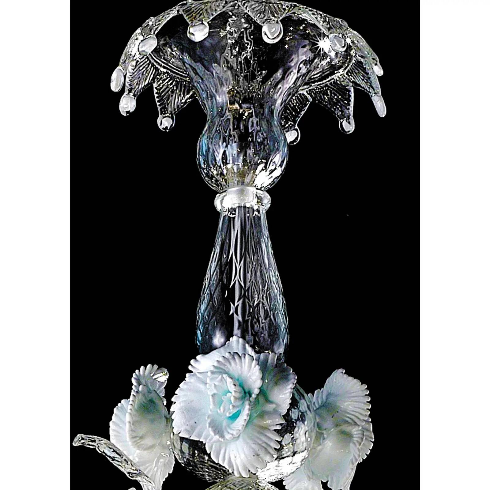 Luxury Romantic Venetian Floral Murano Glass Chandelier in White & Clear