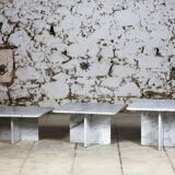 Ensemble de trois tables gigognes en marbre, 1970