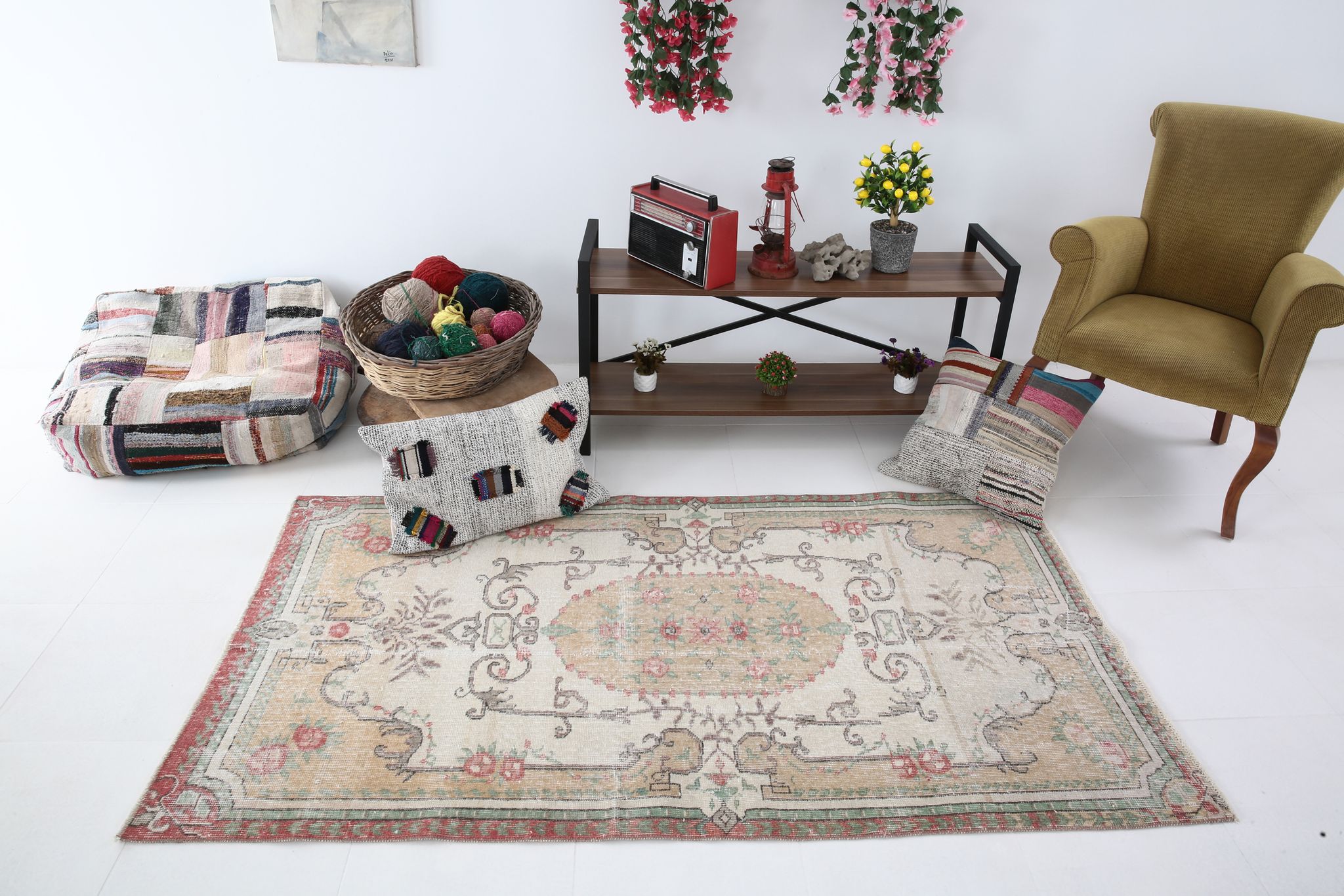 Tapis turc beige, 204x106cm