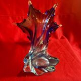 Large Murano vase, blown glass, cobalt blue