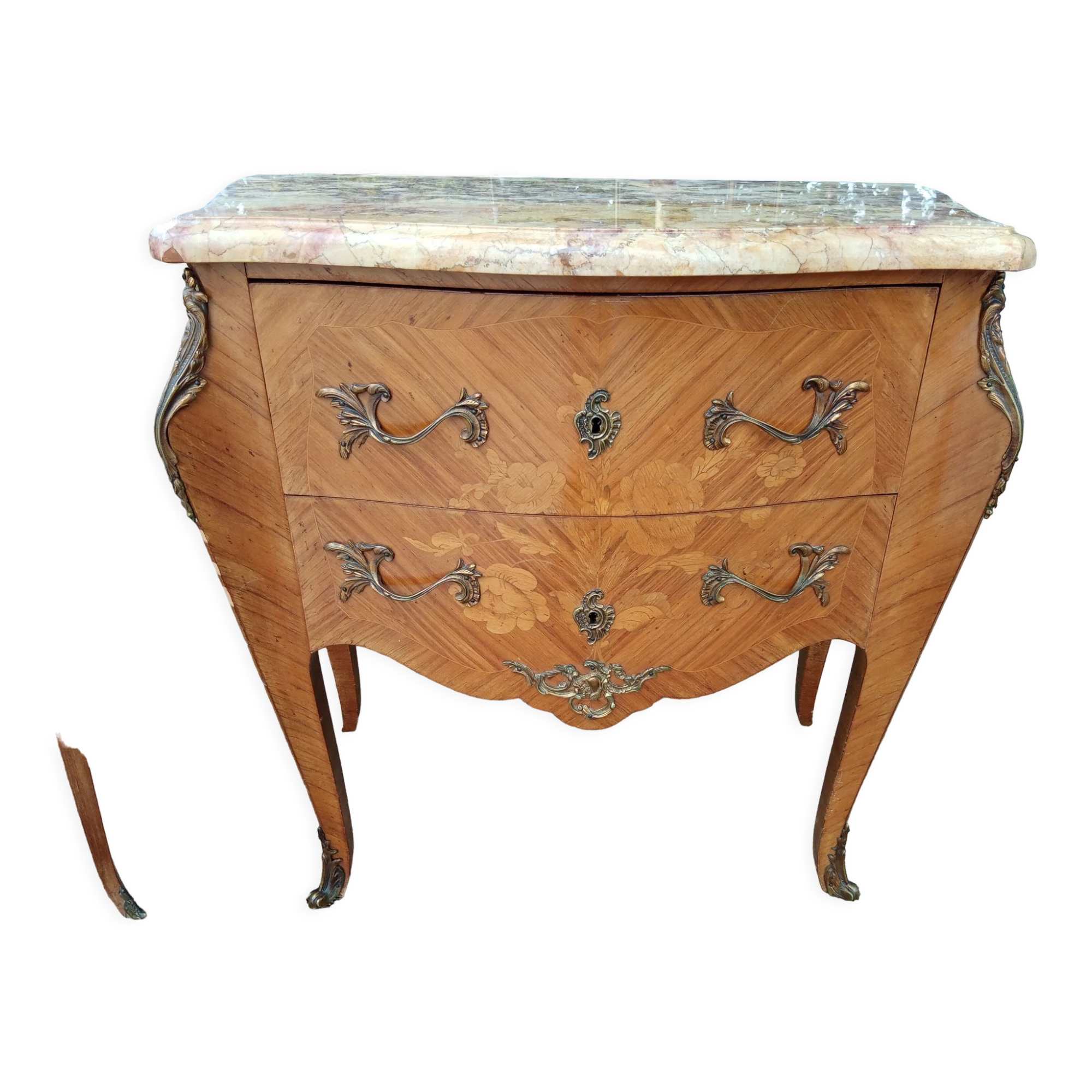 Louis XV chest of drawers 2 drawers and marble