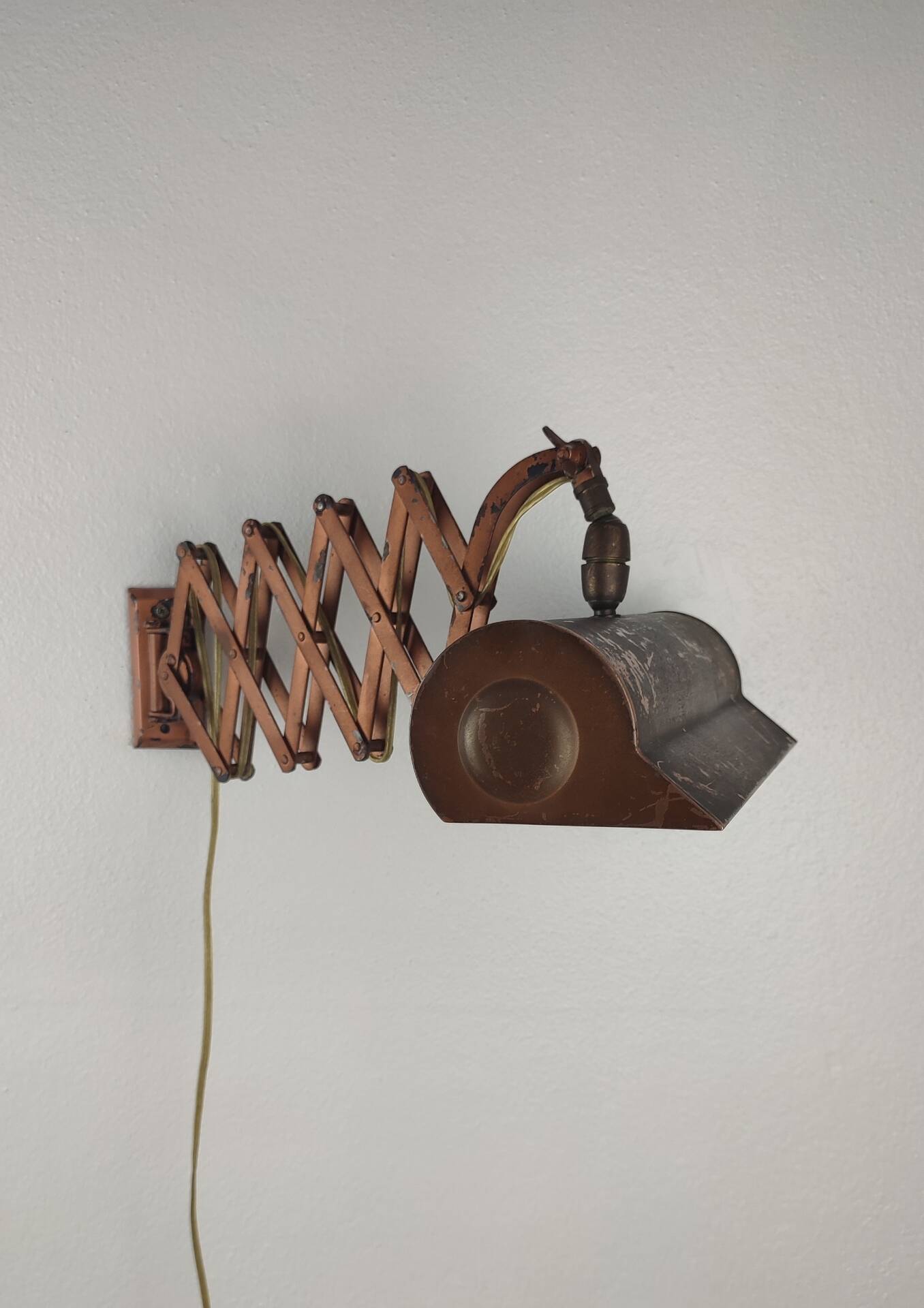 Vintage Industrial Scissor Arm Wall Lamp, Metal Pantograph Light