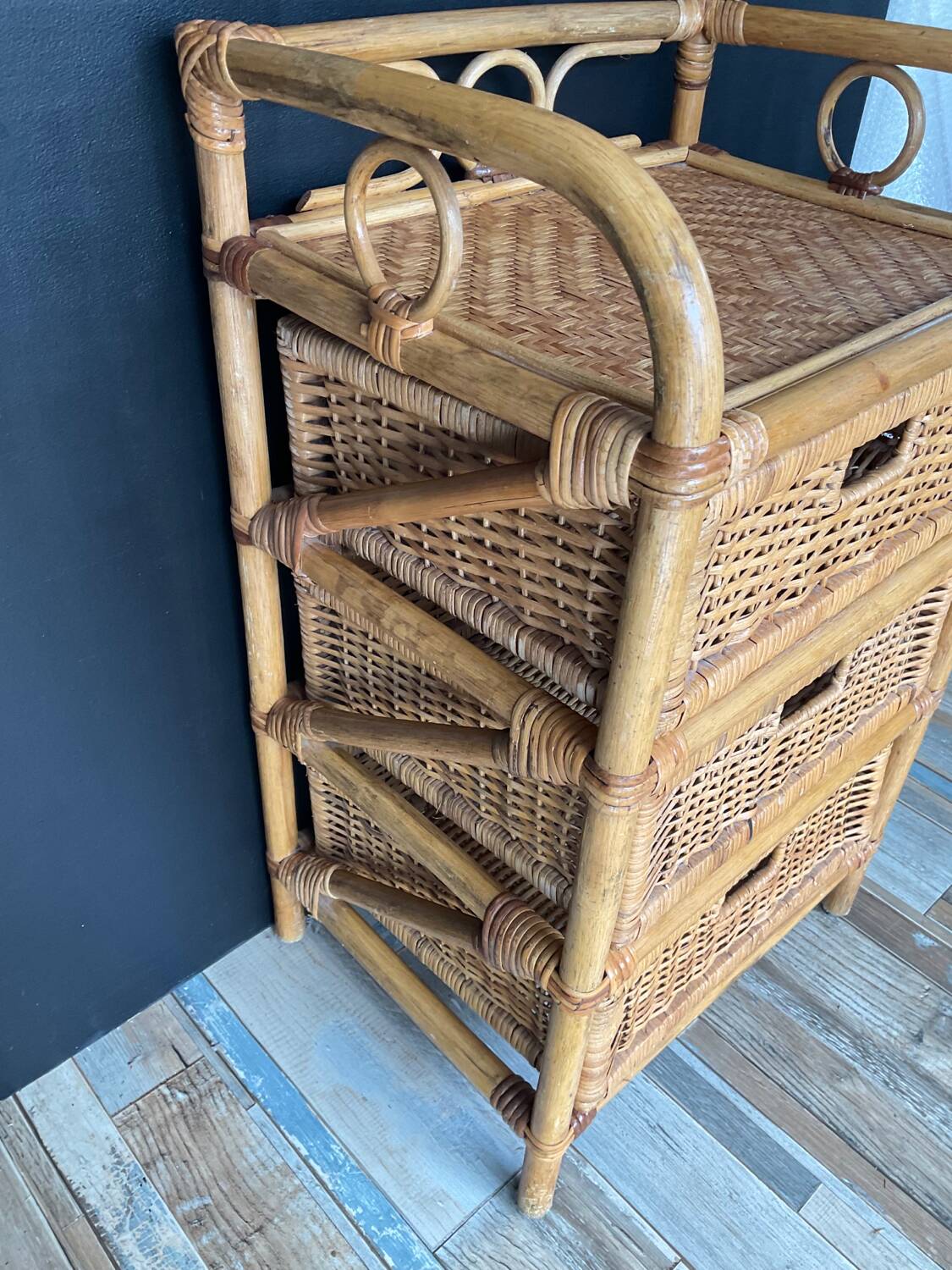 Vintage rattan chiffonier