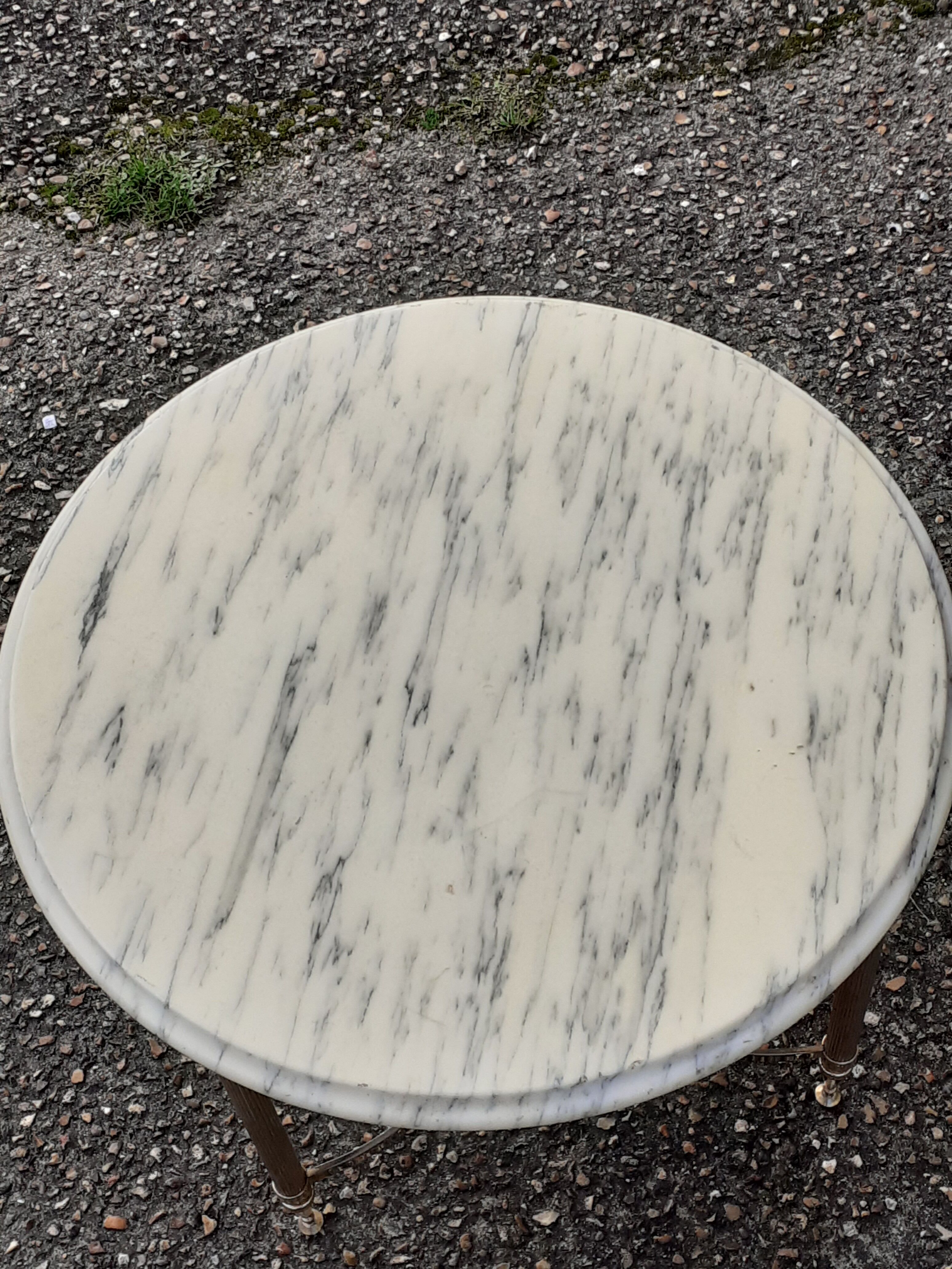 Marble coffee table and gold metal style louis XVI vintage xxeme