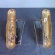 Pair of brass and curved glass wall lamps from the 80s