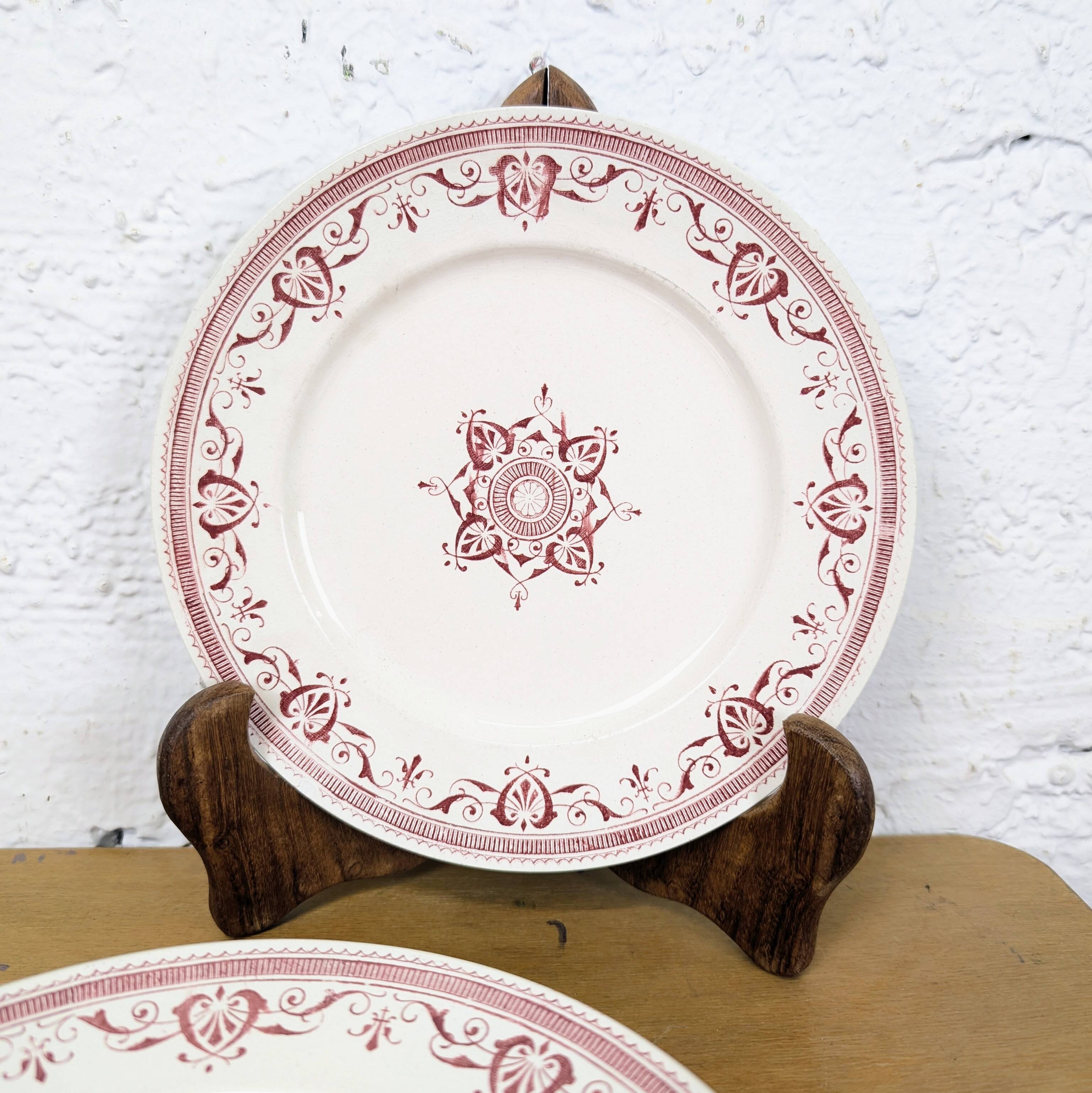 6 dessert plates Terre de Fer Creil and Montereau - Amiral decoration