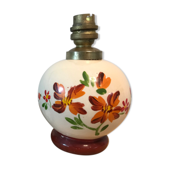 Pied de lampe boule céramique motif floral