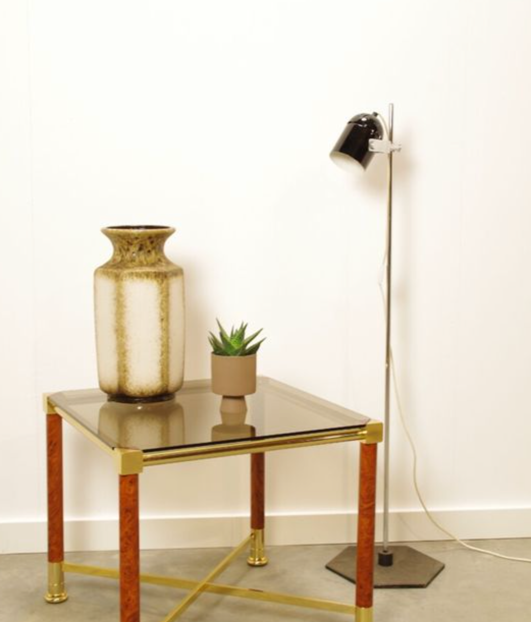 Brass coffee table with glass top