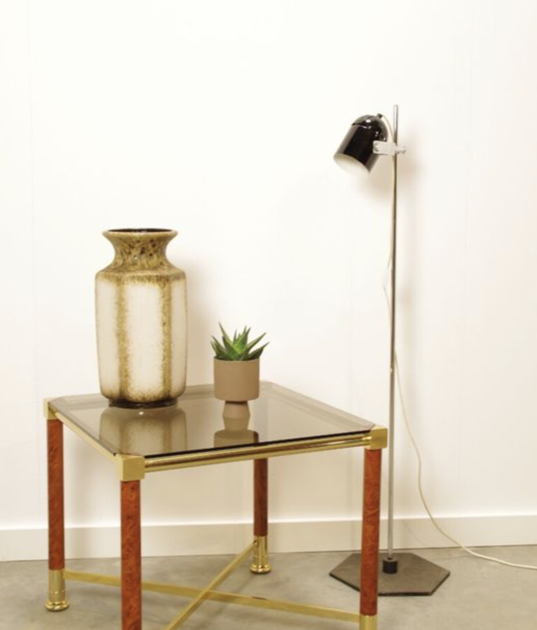 Brass coffee table with glass top