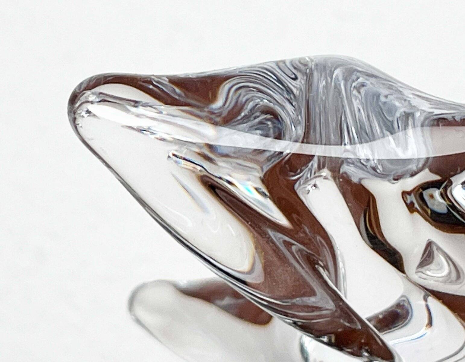 Large Modern Crystal Glass Fruit Bowl from the Mid-Century by Art Vannes, France, 1960s