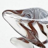 Large Modern Crystal Glass Fruit Bowl from the Mid-Century by Art Vannes, France, 1960s