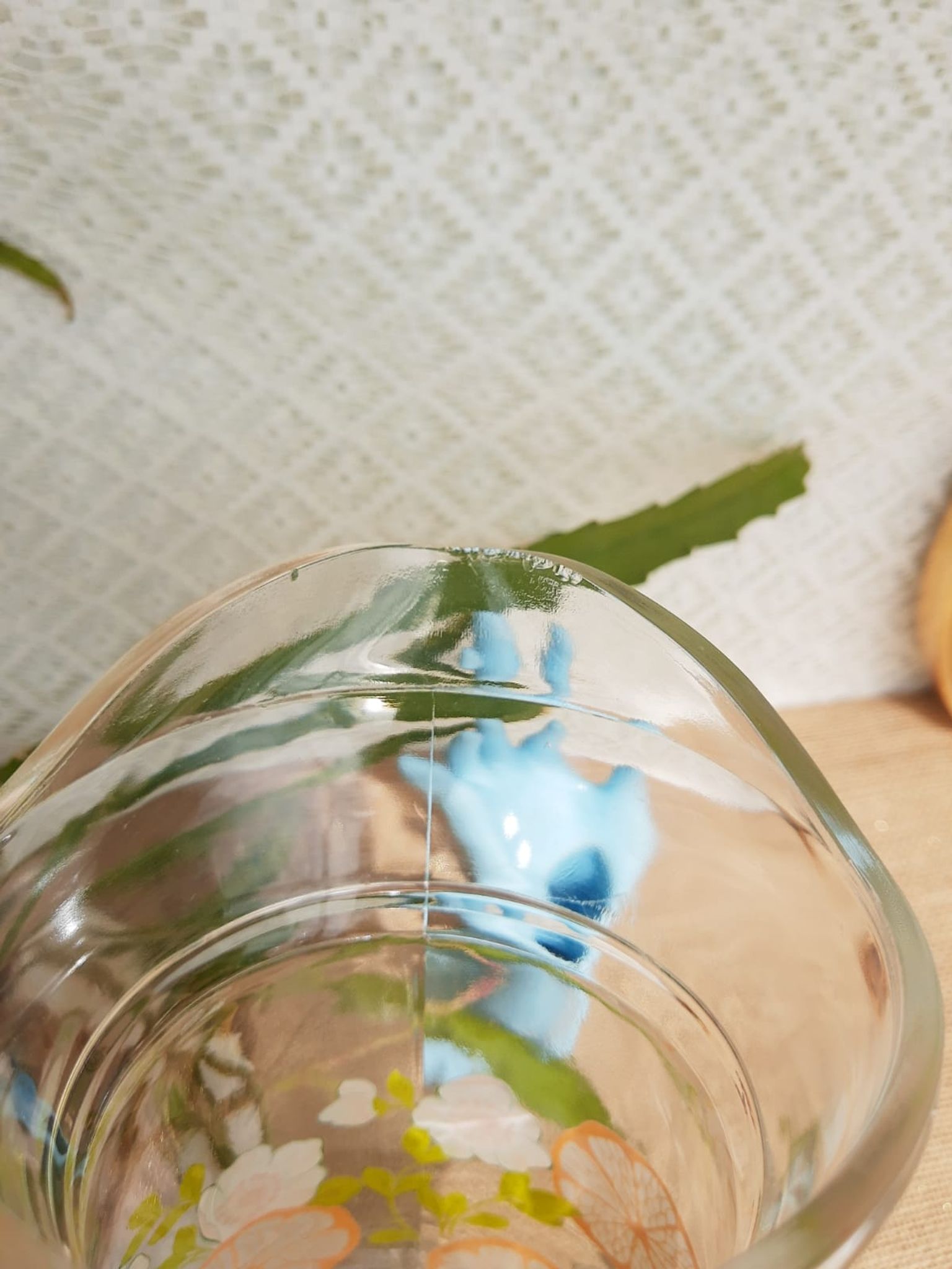 Carafe patterns flowers in glass -vintage
