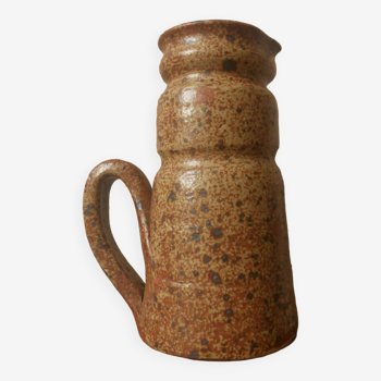 Vintage stoneware pitcher, brutalist decorative object, handmade old pottery