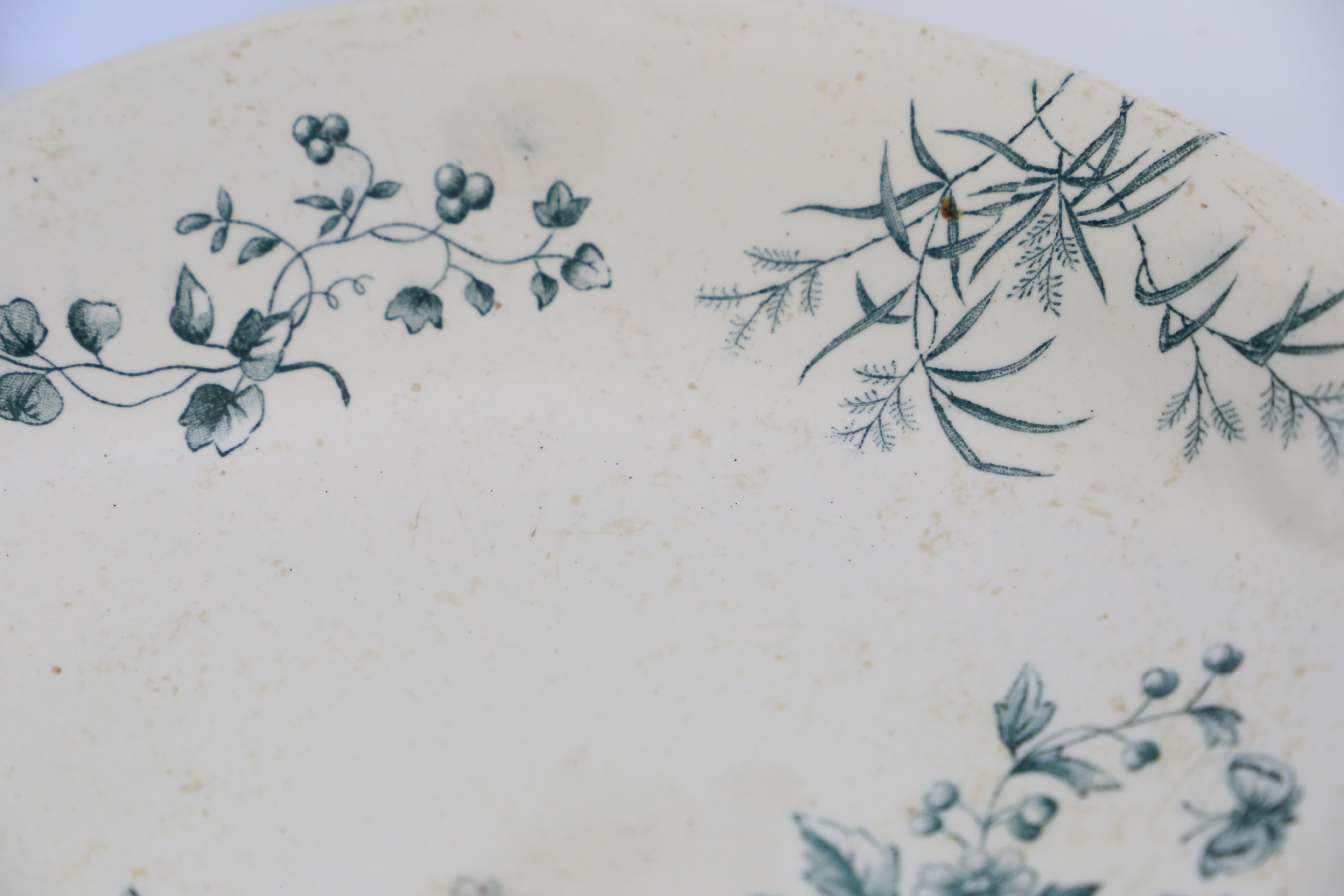 Servant dish on piedouche / compotier, Terre de Ferre, Longwy cute pattern, Vintage, early 19th