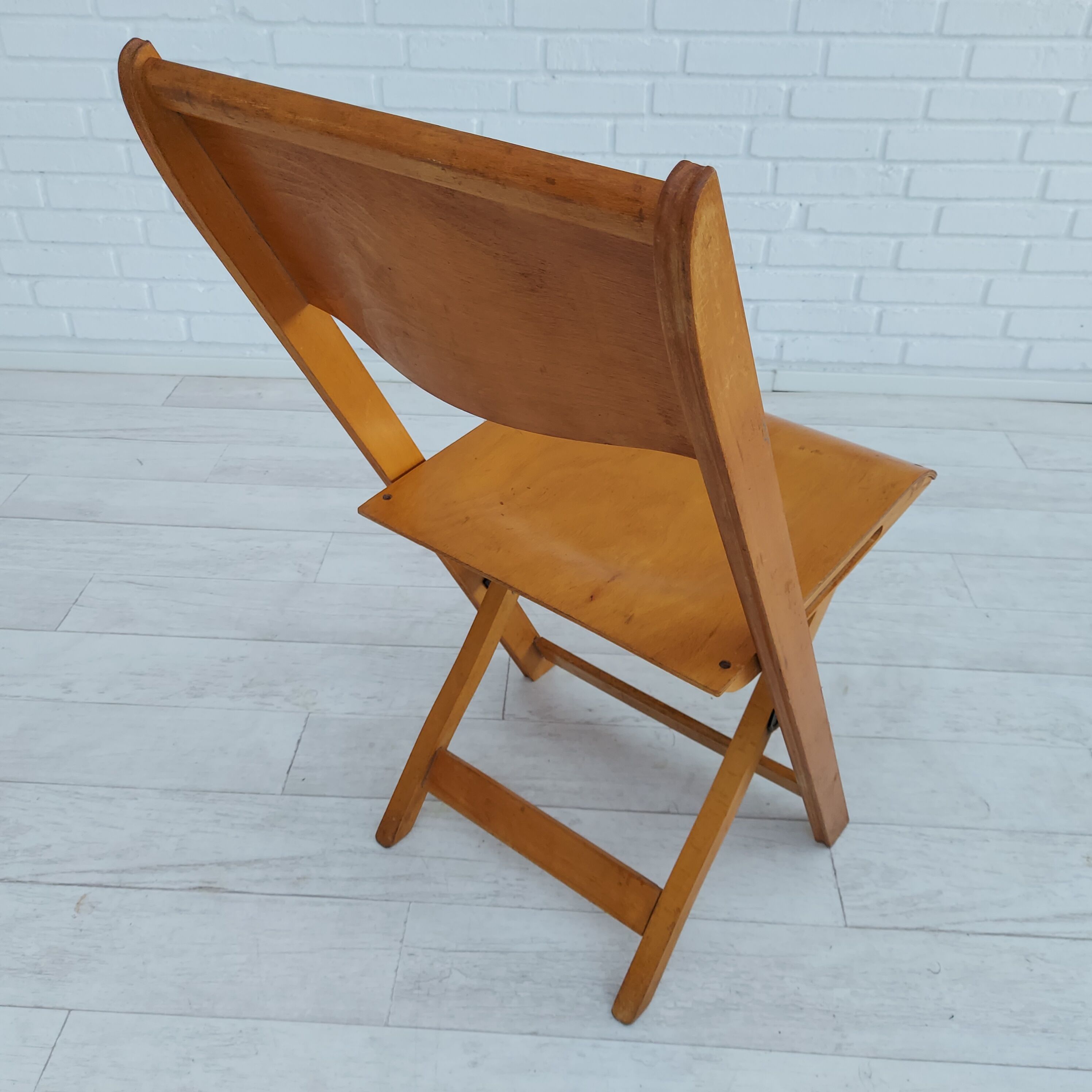 60s, Danish design, set of 3 pcs folding chairs, plywood