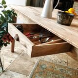 Farmhouse table in solid oak and pine, raw, washed, 212x93