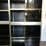 Shelves of black and gold windows