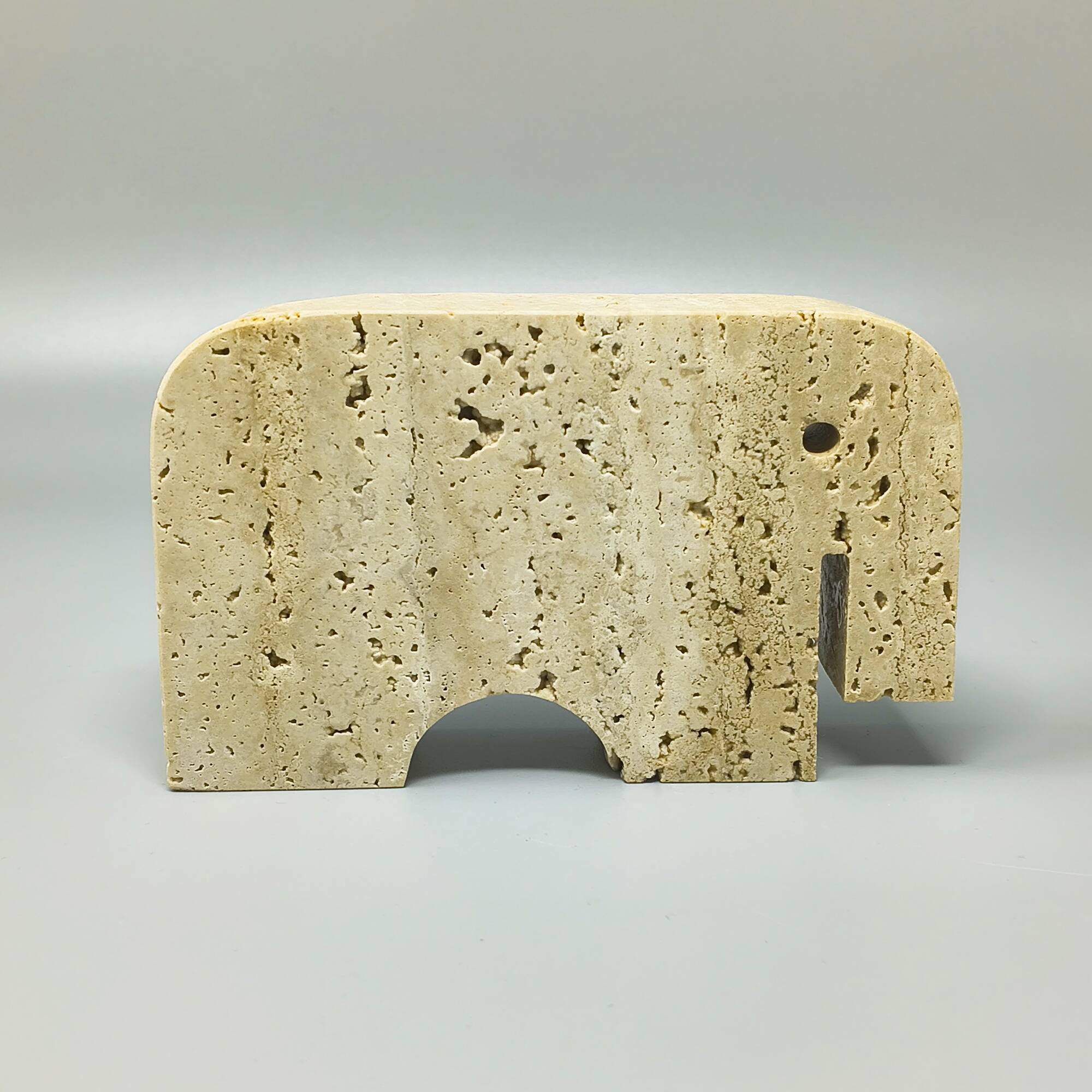 1970s Original Travertine Elephant Sculpture by Enzo Mari for F.lli Mannell