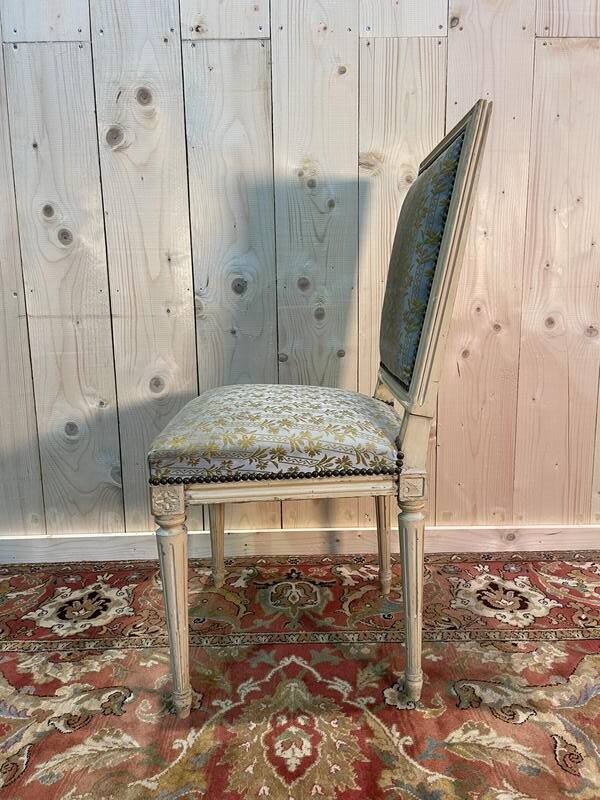 Set of 6 Louis XVI chairs. Beige rechampi