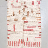 Moroccan Berber beni ouarain ecru rug with colorful patterns 256x147cm