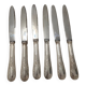 Set of 6 cheese or dessert knives in vintage silver metal