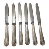 Set de 6 couteaux  à fromage ou à dessert en métal argenté vintage