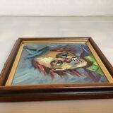 Petit tableau clown huile sur panneau signée