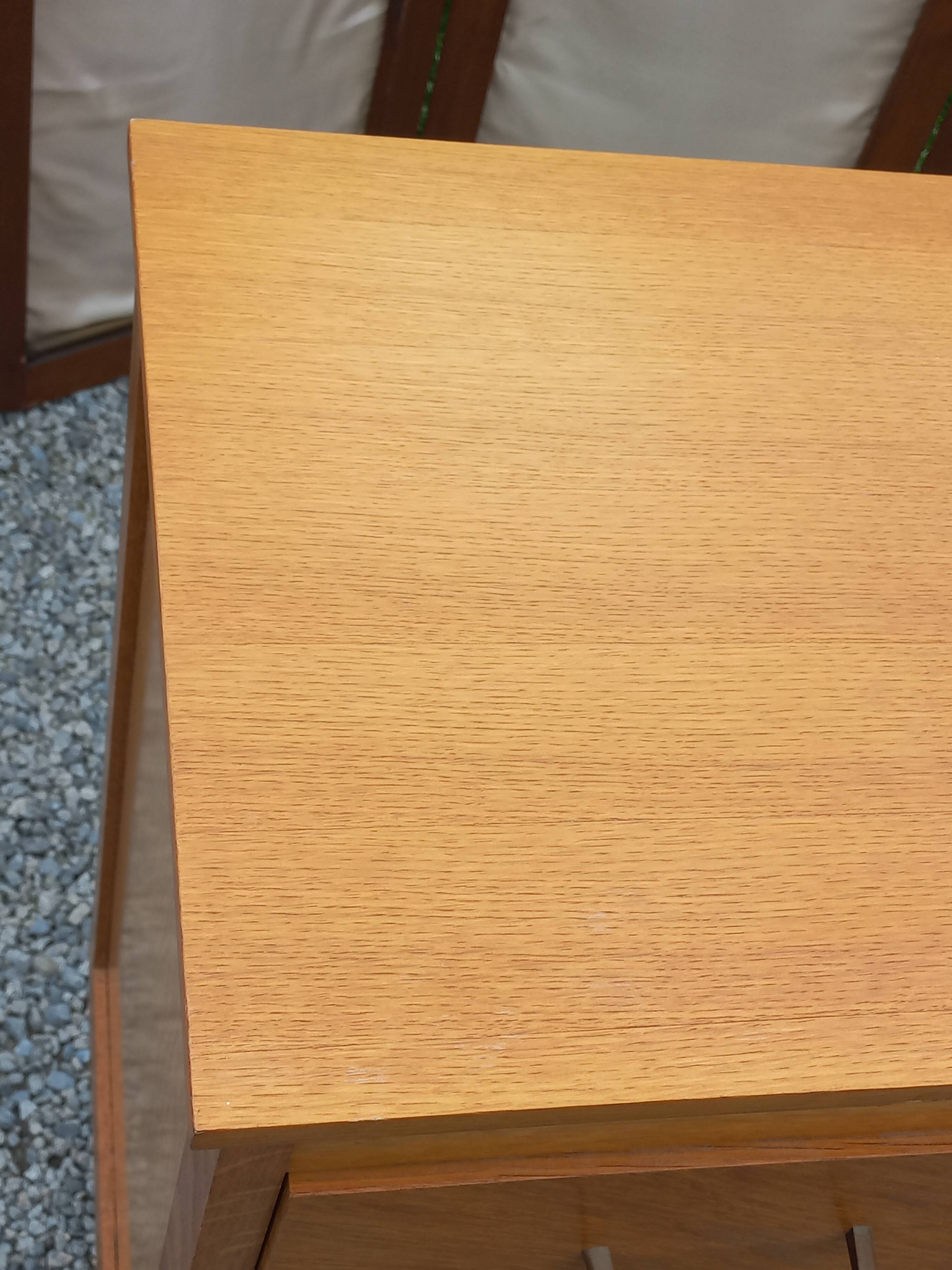 Vintage chest of drawers in blond and golden oak, compass legs and 4 drawers, 1950s