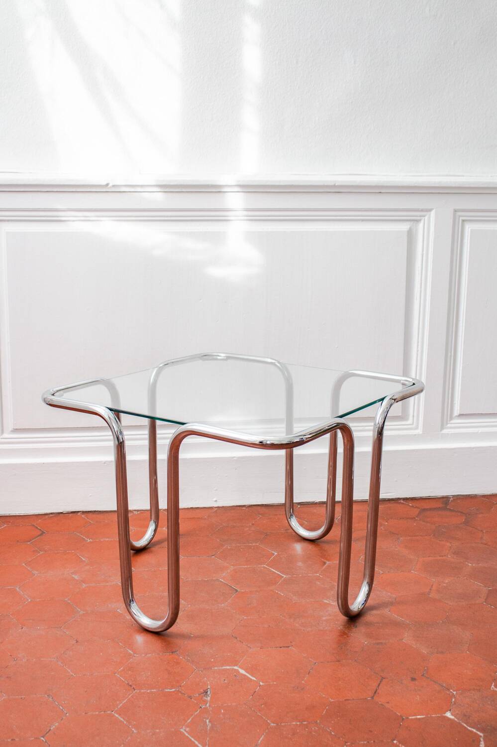 Chrome and glass coffee table by Ezio Didone, Italy, 1970s