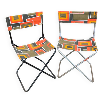 Pair of vintage folding camping chairs - BHV Paris (1970s)