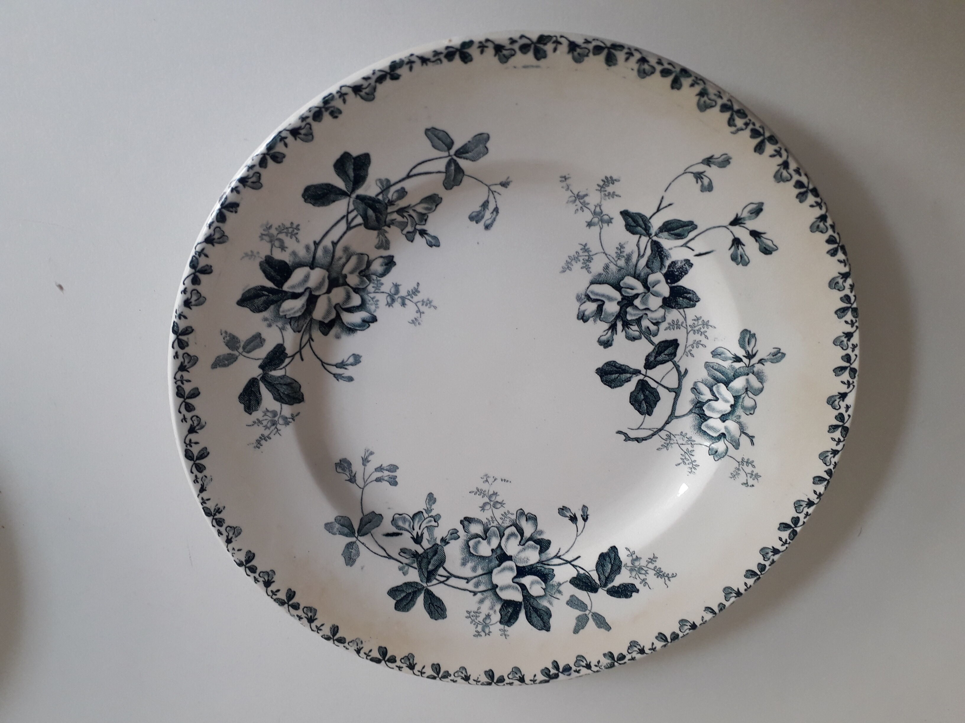Lot de 4 assiettes plates modèle Acacia faïence de Saint-Amand