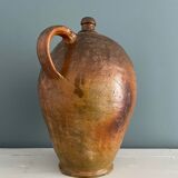 Large 19th century oil bottle in glazed earthenware