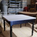 Antique patinated bistro farmhouse table, one drawer