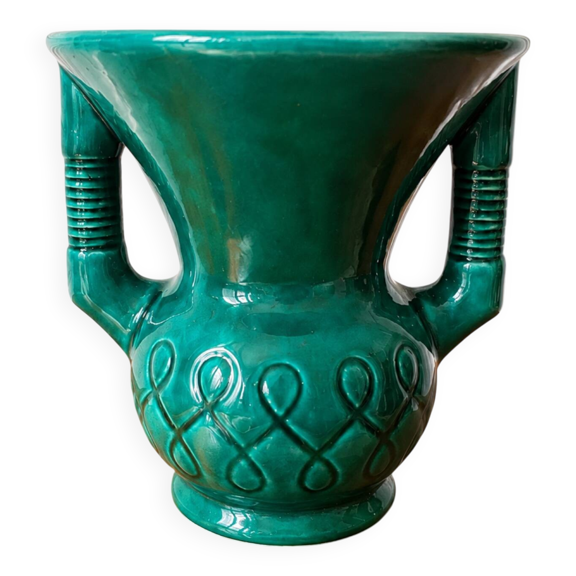 Green Vallauris ceramic vase