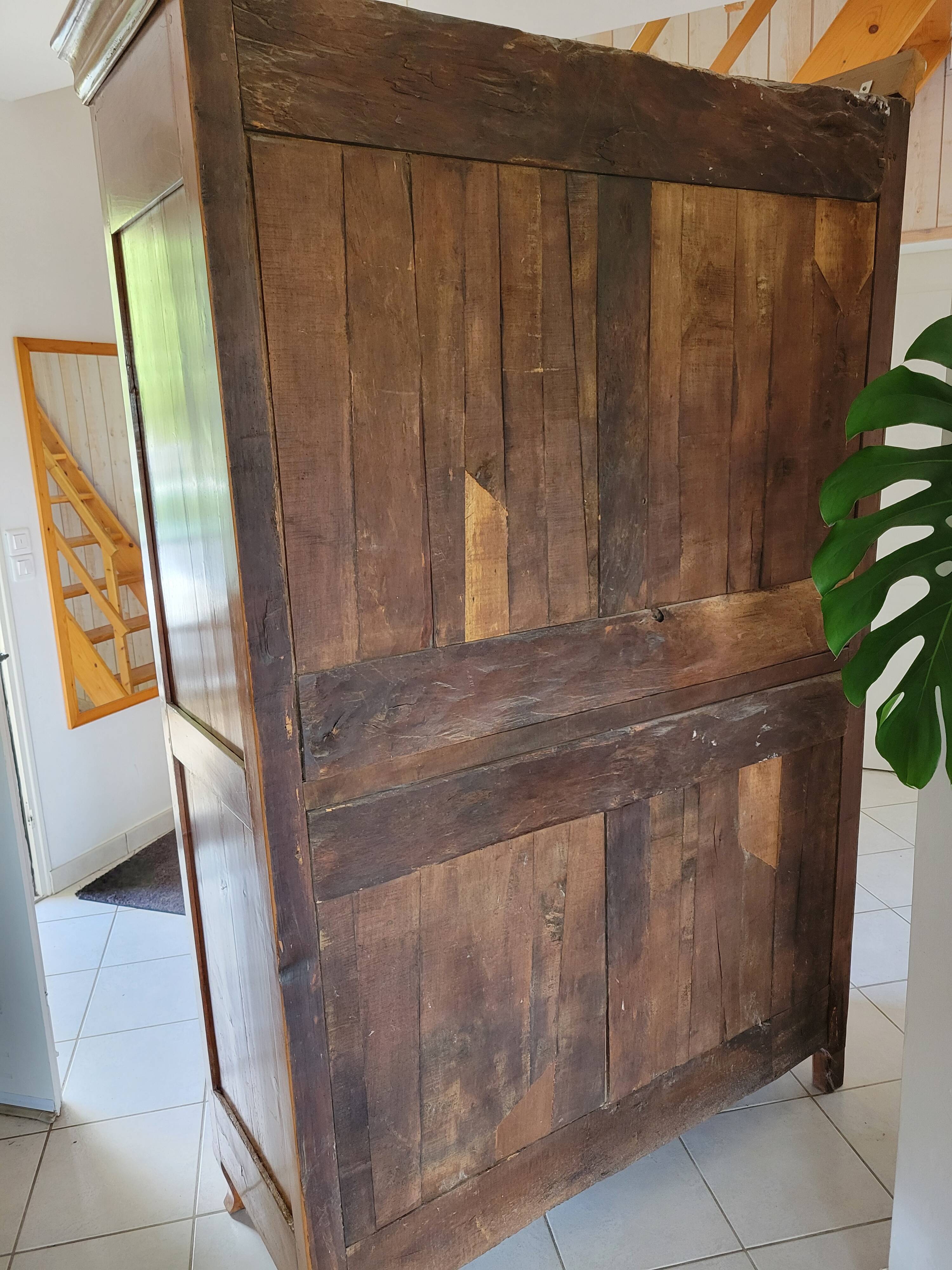 Antique solid cherry wood wardrobe