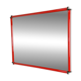 Miroir en cadre rouge postmoderne italien, années 1980